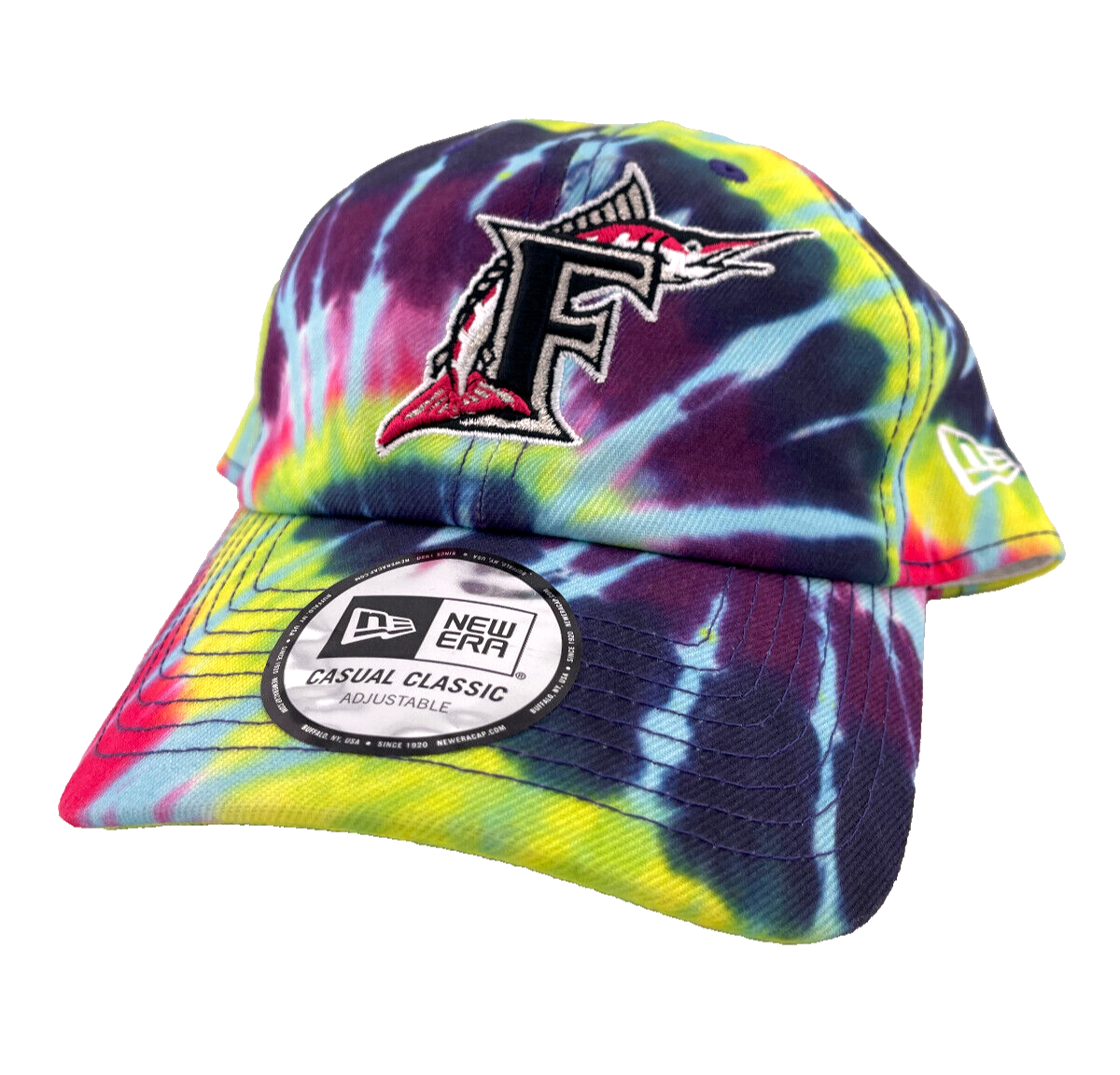 New Era Miami Florida Marlins MLB Neon Tie Dye Casual Classic Adjustable Hat Cap