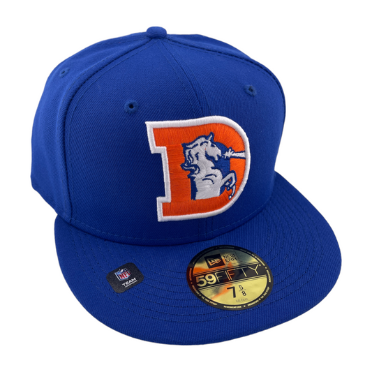 New Era Denver Broncos Throwback D Logo Blue/Grey UV 59Fifty Fitted Hat Cap