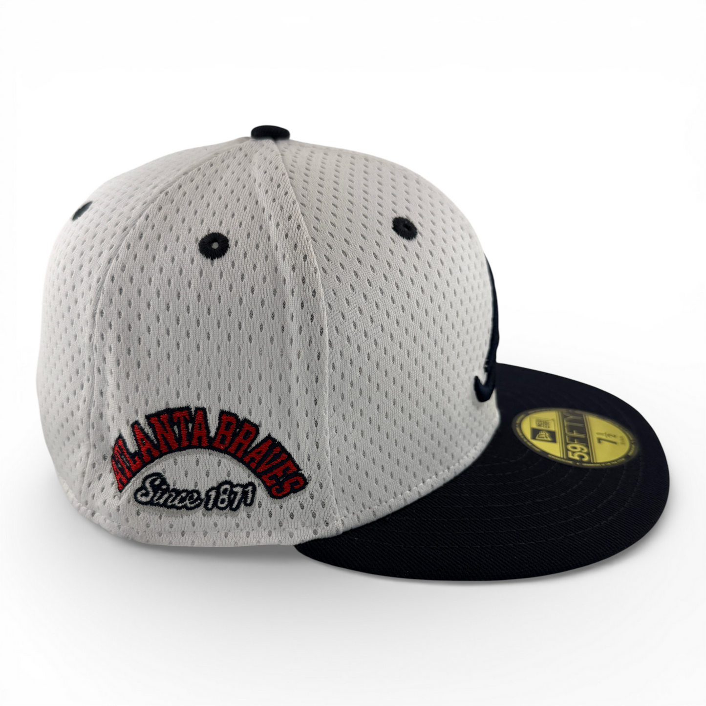 New Era Atlanta Braves MLB Throwback Jersey Mesh Navy 59Fifty Fitted Hat Cap