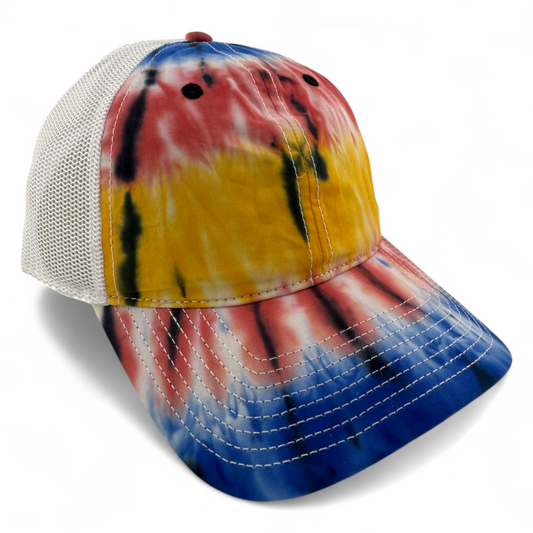 The Game GB470 Black Rainbow Tie Dye Trucker Mesh Snapback Adjustable Dad Hat