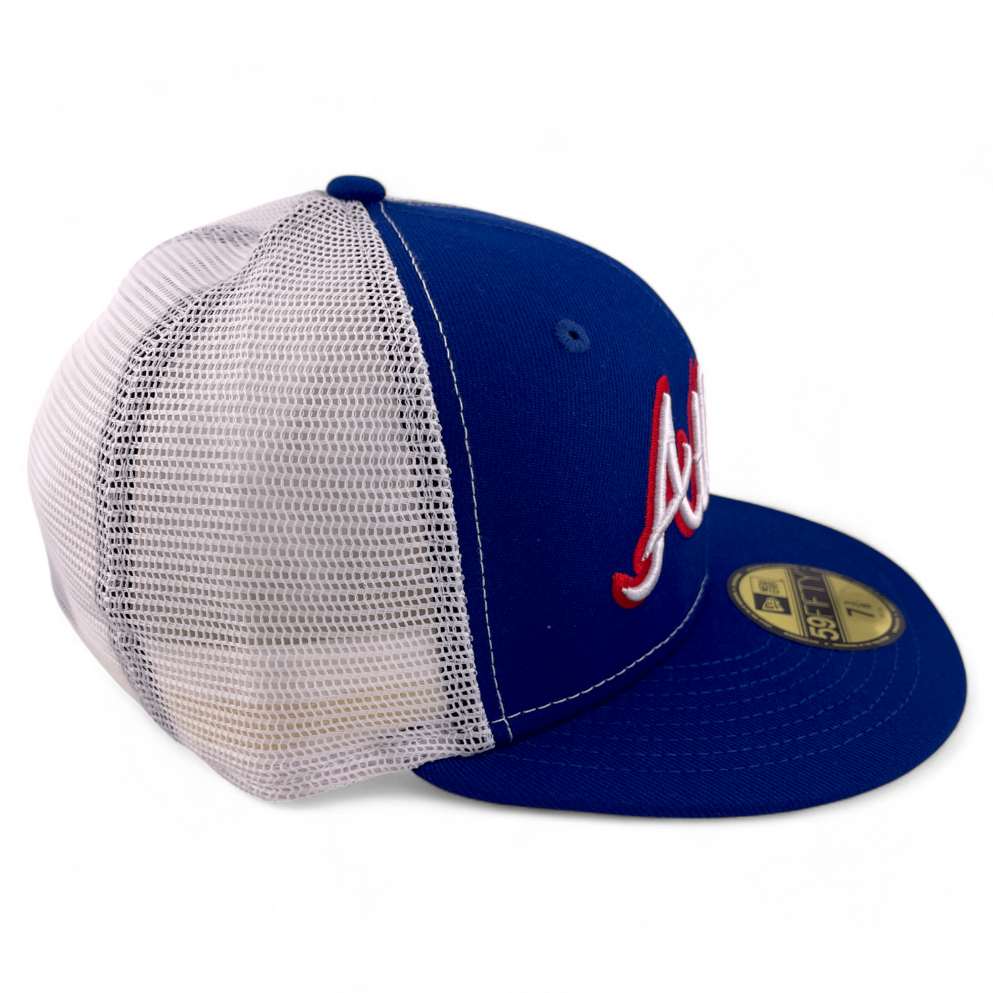 New Era Atlanta Braves MLB Script Rearview Mesh Back 59FIFTY Fitted Hat Cap