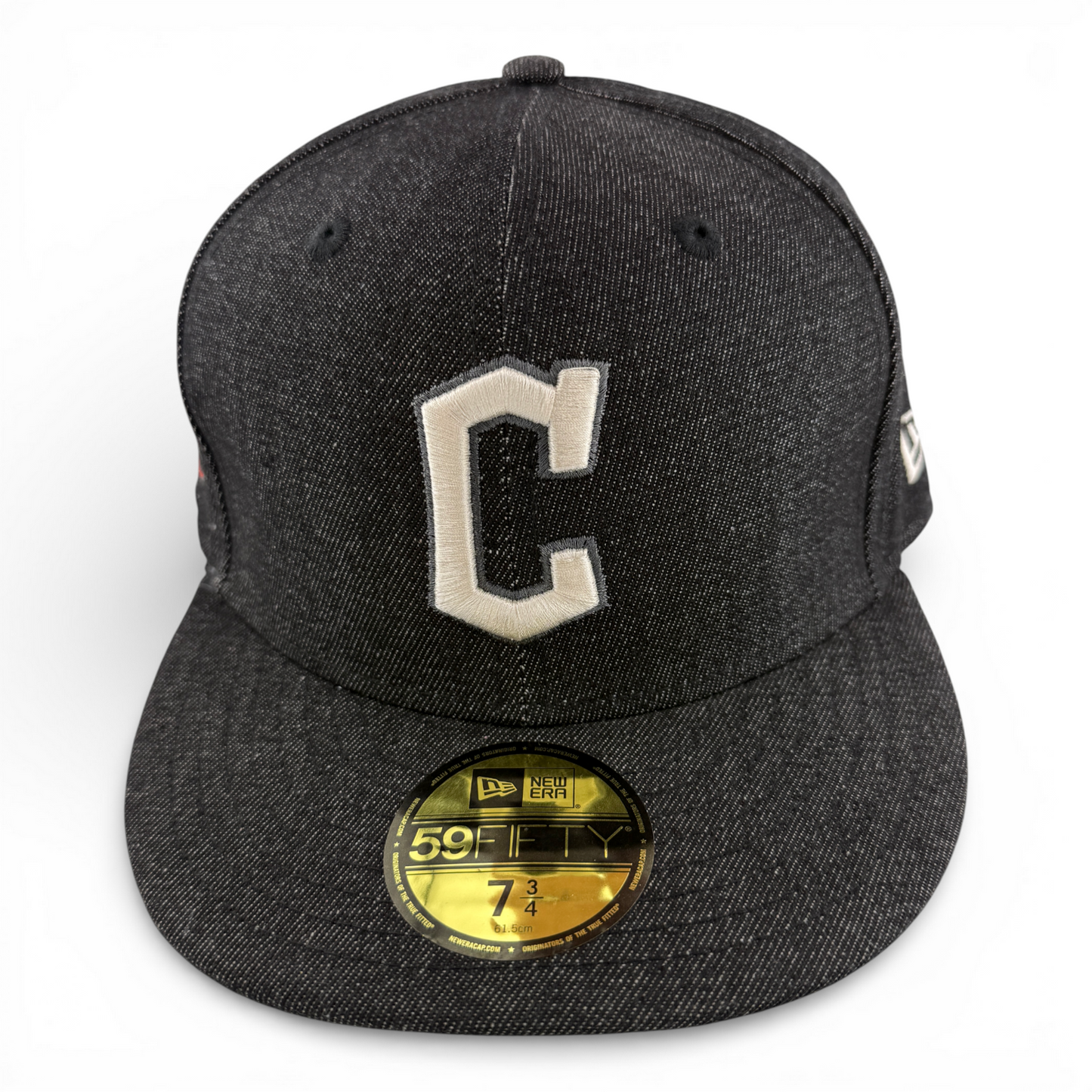 New Era Cleveland Guardians MLB Progressive Black Denim 59Fifty Fitted Hat Cap