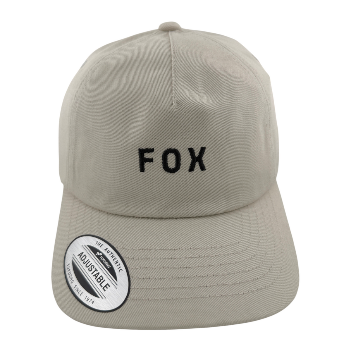 Fox Racing Wordmark Cream Tan Logo A-Frame Adjustable Strapback Dad Hat Cap