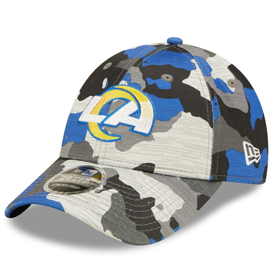 New Era Los Angeles Rams NFL 2022 Training Camp Blue Camo 9Forty Snapback Hat Cap