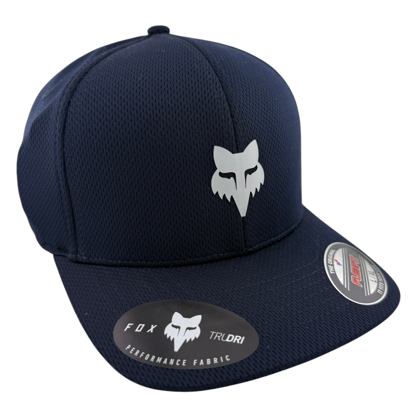 Fox Racing Fox Head Tech Logo Navy Blue Sport Neo Mesh Stretch Flex Fit Hat Cap