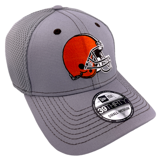 New Era Cleveland Browns Logo Team Neo Mesh NFL Grey 39Thirty Flex Fit Hat Cap