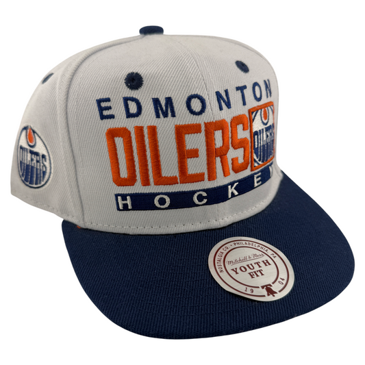 Mitchell & Ness Edmonton Oilers NHL Box Out Snapback Adjustable Hat Youth Kids