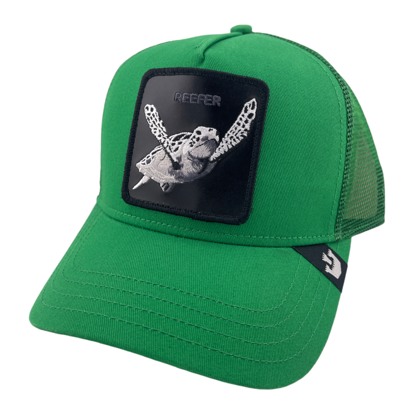 Goorin Bros The Reefer Sea Turtle Farm Green Mesh Back Trucker Snapback Hat Cap