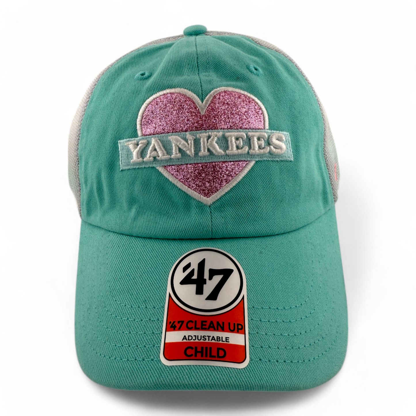 `47 Brand New York Yankees MLB Mermaid Heart Clean Up Adjustable Child Dad Hat