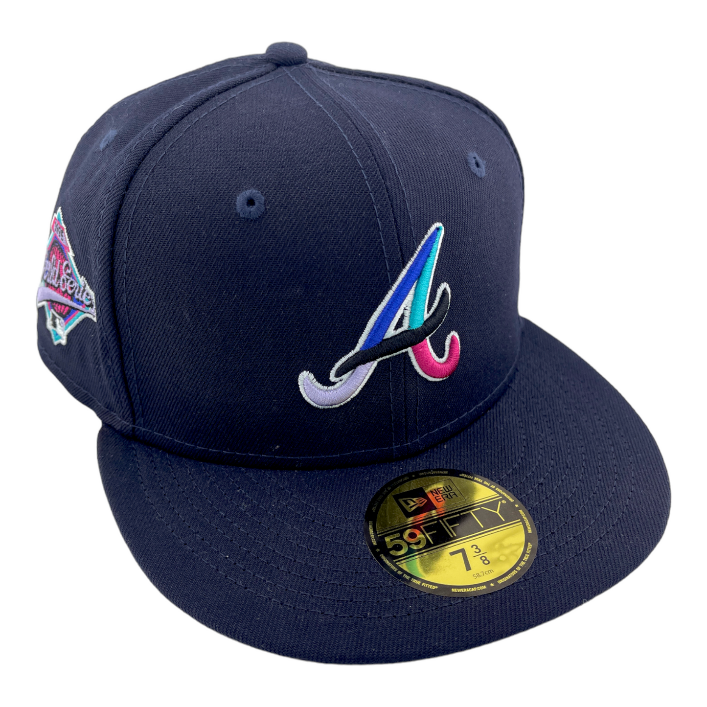 New Era Atlanta Braves 1995 World Series Patch Polar Lights Teal UV 59FIFTY Hat