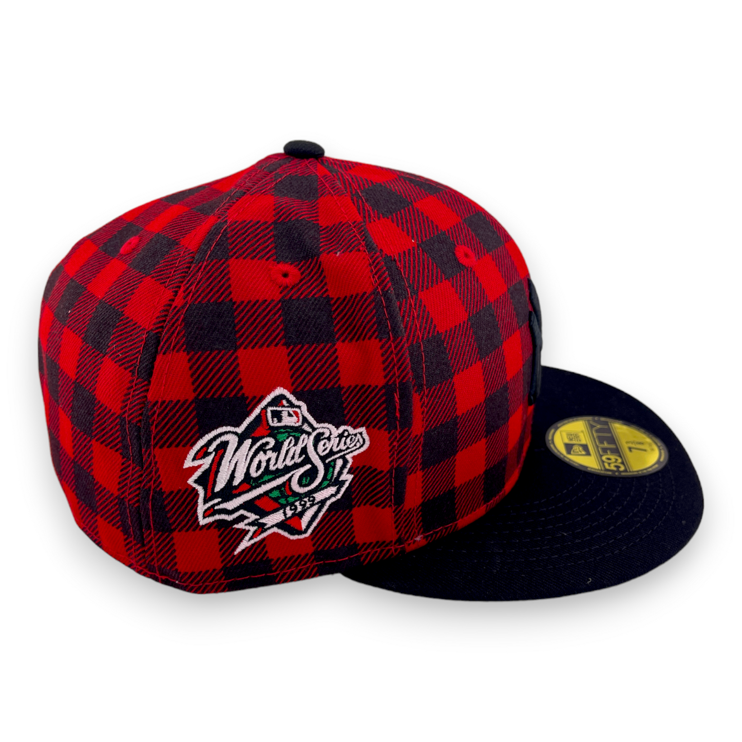 New Era New York Yankees 1999 World Series Patch Plaid Checkered Red 59FIFTY Hat Cap