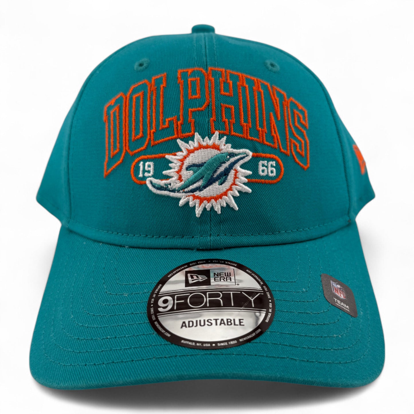 New Era Miami Dolphins NFL Outline Text Logo 9Forty Adjustable Snapback Hat Cap