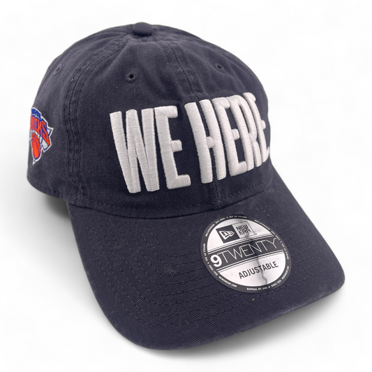 New Era New York Knicks “We Here” Grey Side Patch 9Twenty Adjustable Dad Hat Cap