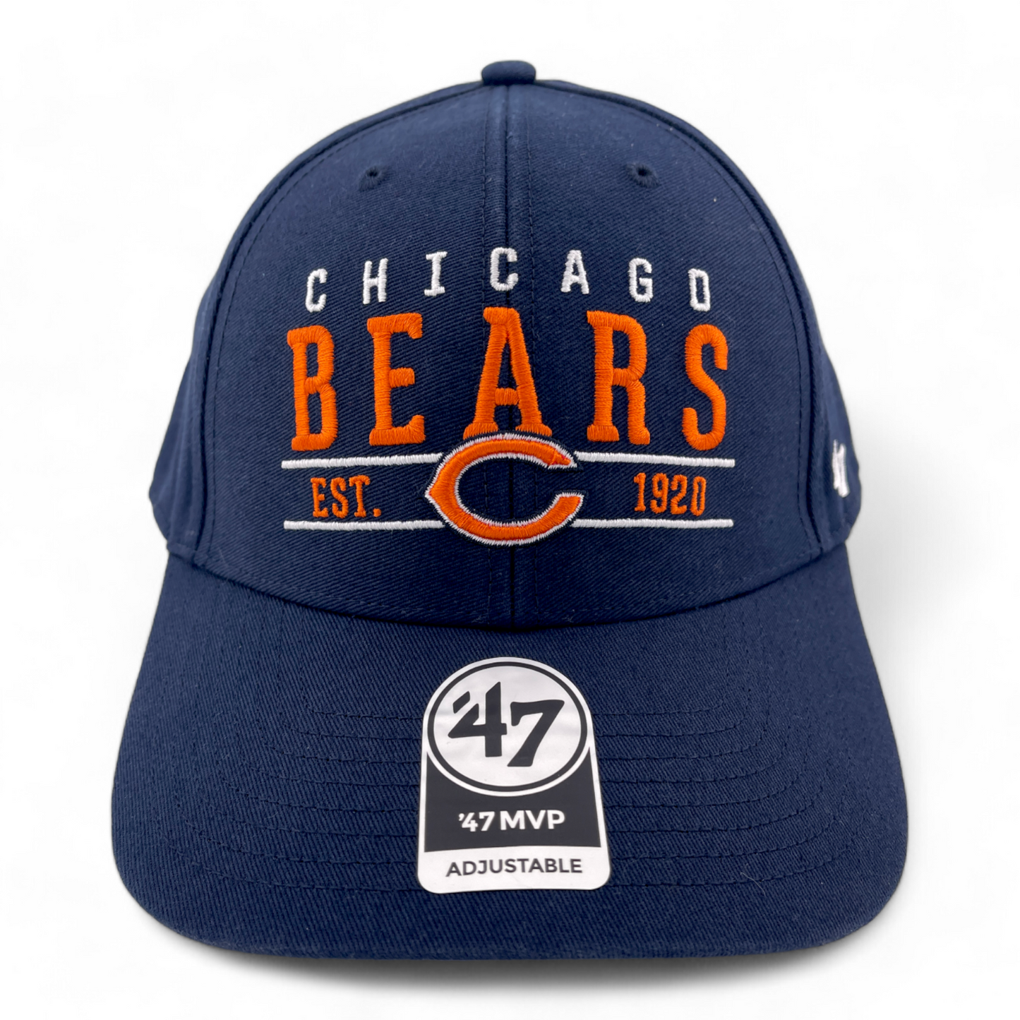 '47 Brand Chicago Bears NFL Navy Blue Center Line Logo MVP Adjustable Hat Cap