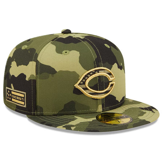 New Era Cincinnati Reds 2022 Armed Forces Day Camo On-Field 59FIFTY Fitted Hat Cap