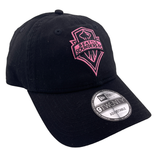 New Era Seattle Sounders FC Soccer Club MLS Pink Logo 9Twenty Adjustable Dad Hat