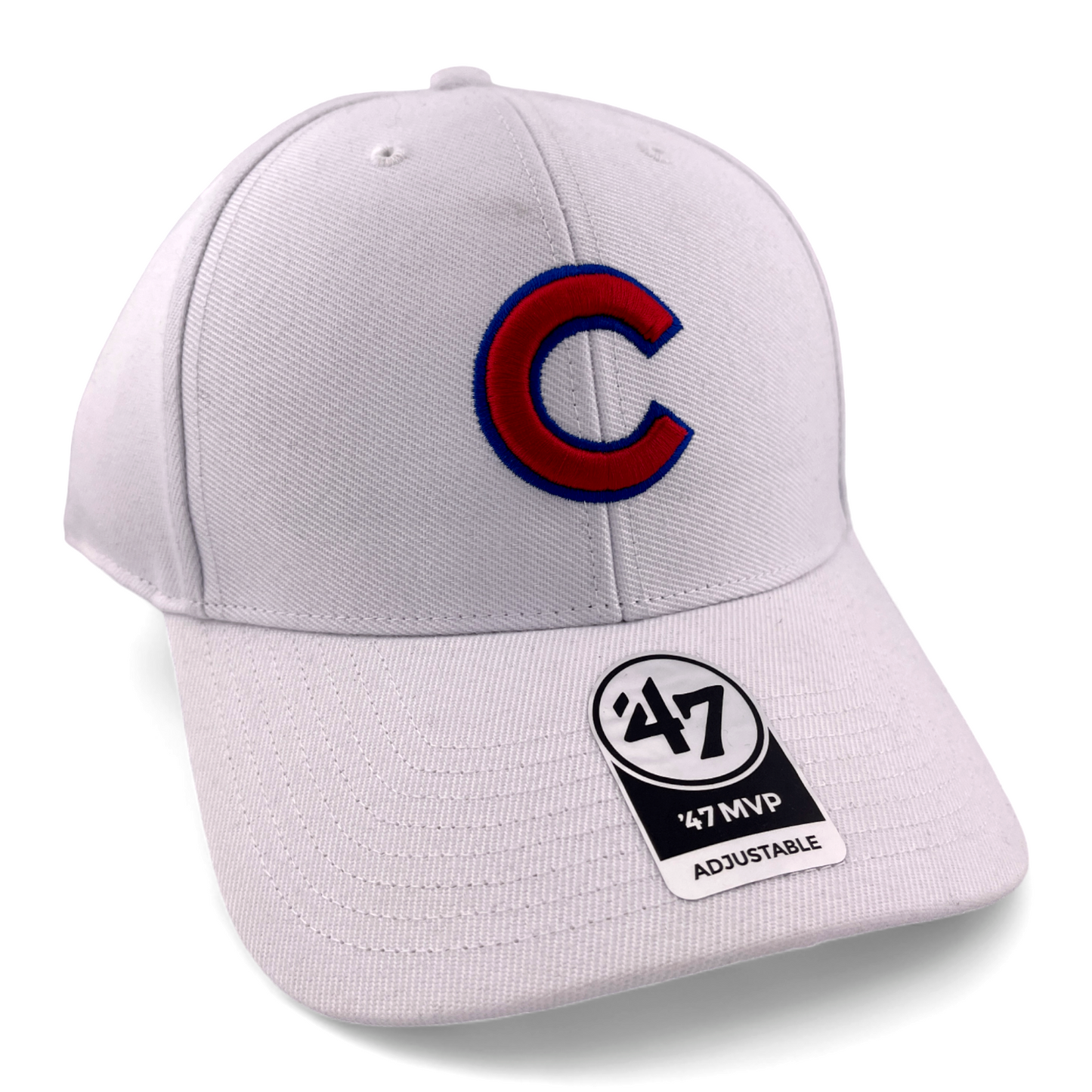 '47 Brand Chicago Cubs MLB White Grey UV Red C Logo MVP Adjustable Hat Cap