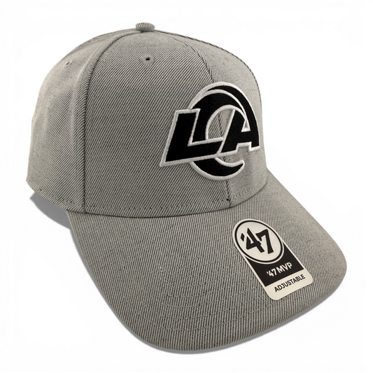 '47 Brand Los Angeles Rams NFL Heather Grey Black White MVP Adjustable Hat Cap