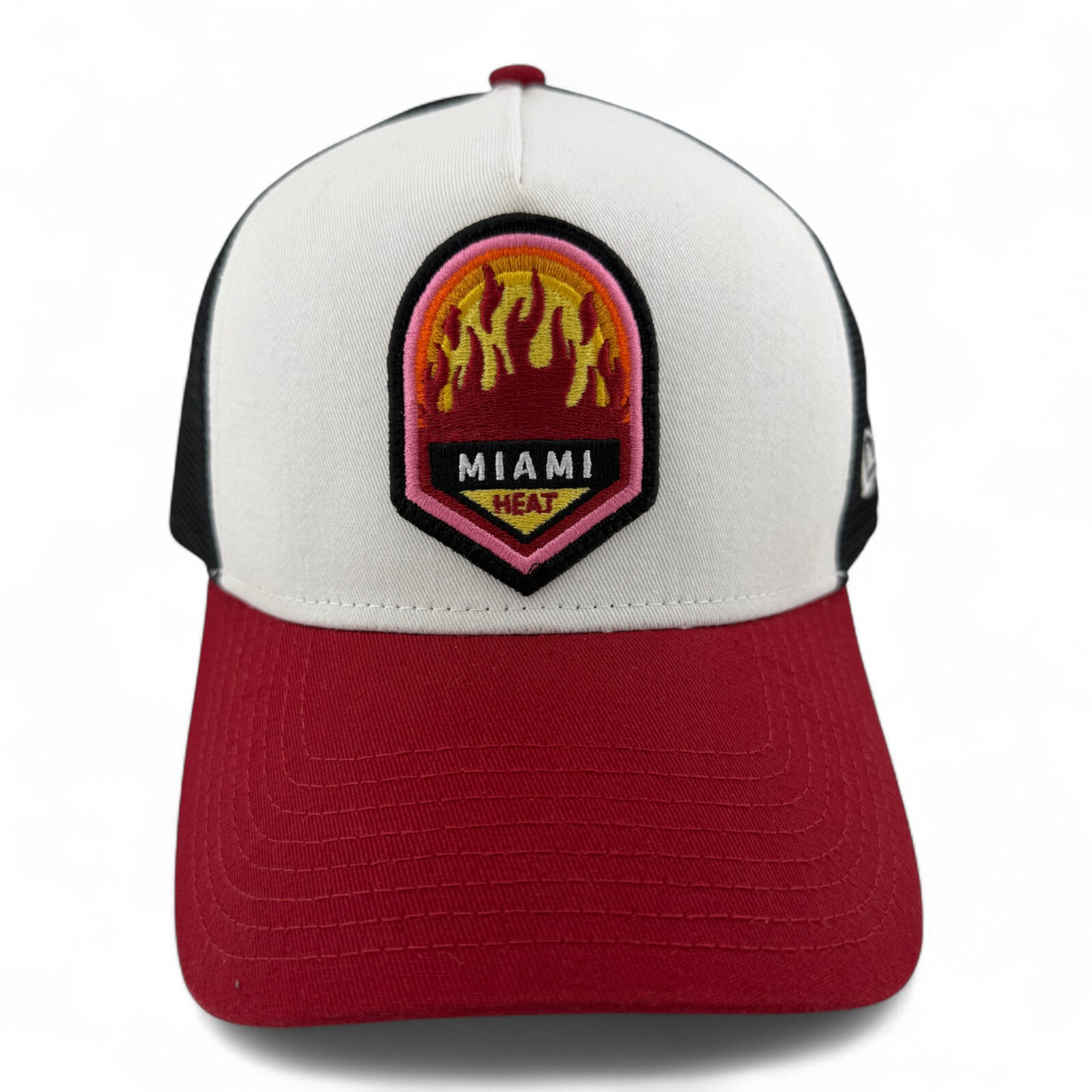 New Era Miami Heat NBA Red A-Frame 9Forty Trucker Snapback Adjustable Hat Cap