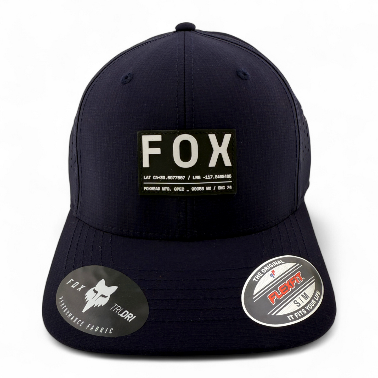 Fox Racing Non Stop Tech Navy Blue Sport Mesh Wicking Stretch Flex Fit Hat Cap