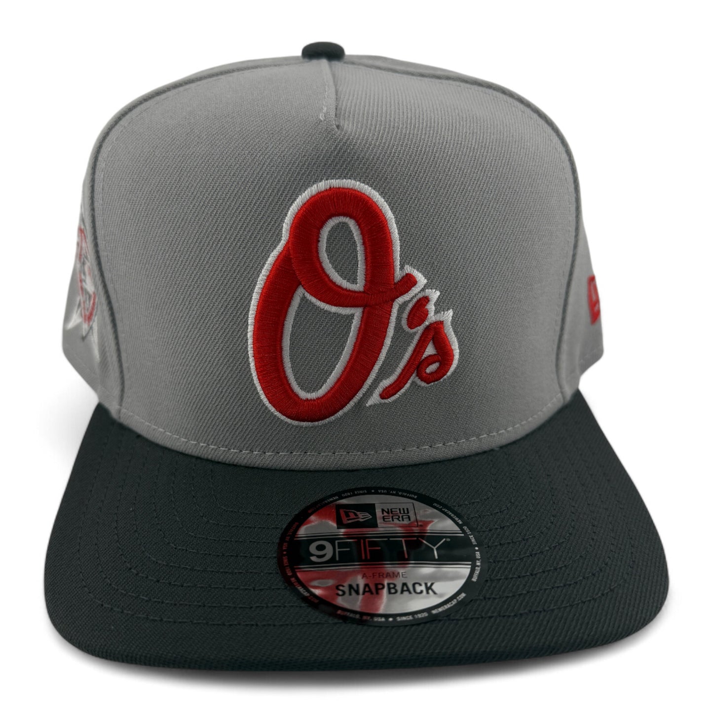 New Era Baltimore Orioles MLB Grey A-Frame 9FIFTY Snapback Adjustable Hat Cap