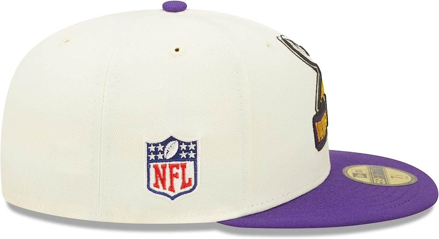 New Era Minnesota Vikings 2022 Sideline NFL Cream 59FIFTY Fitted Hat Cap