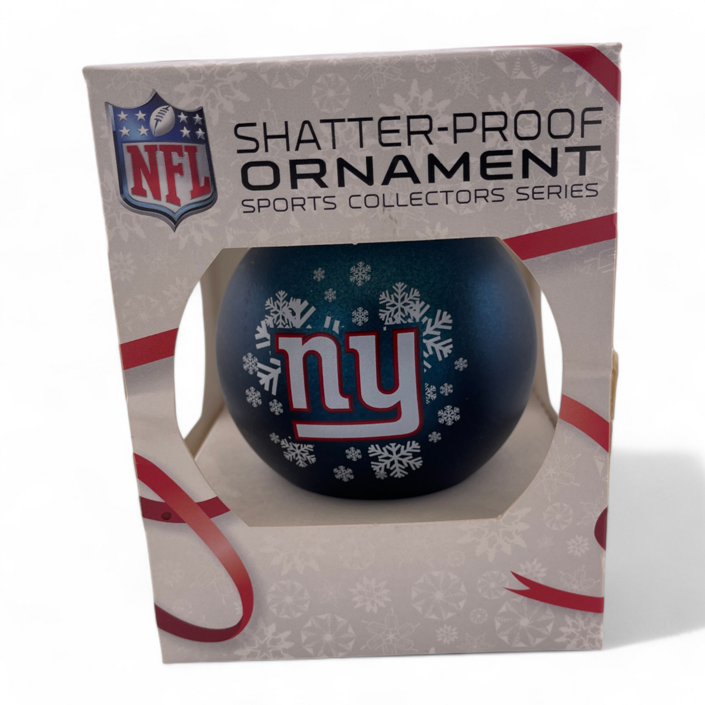2-PACK New York Giants NFL Round Shatterproof Christmas Tree Boxed Ornament