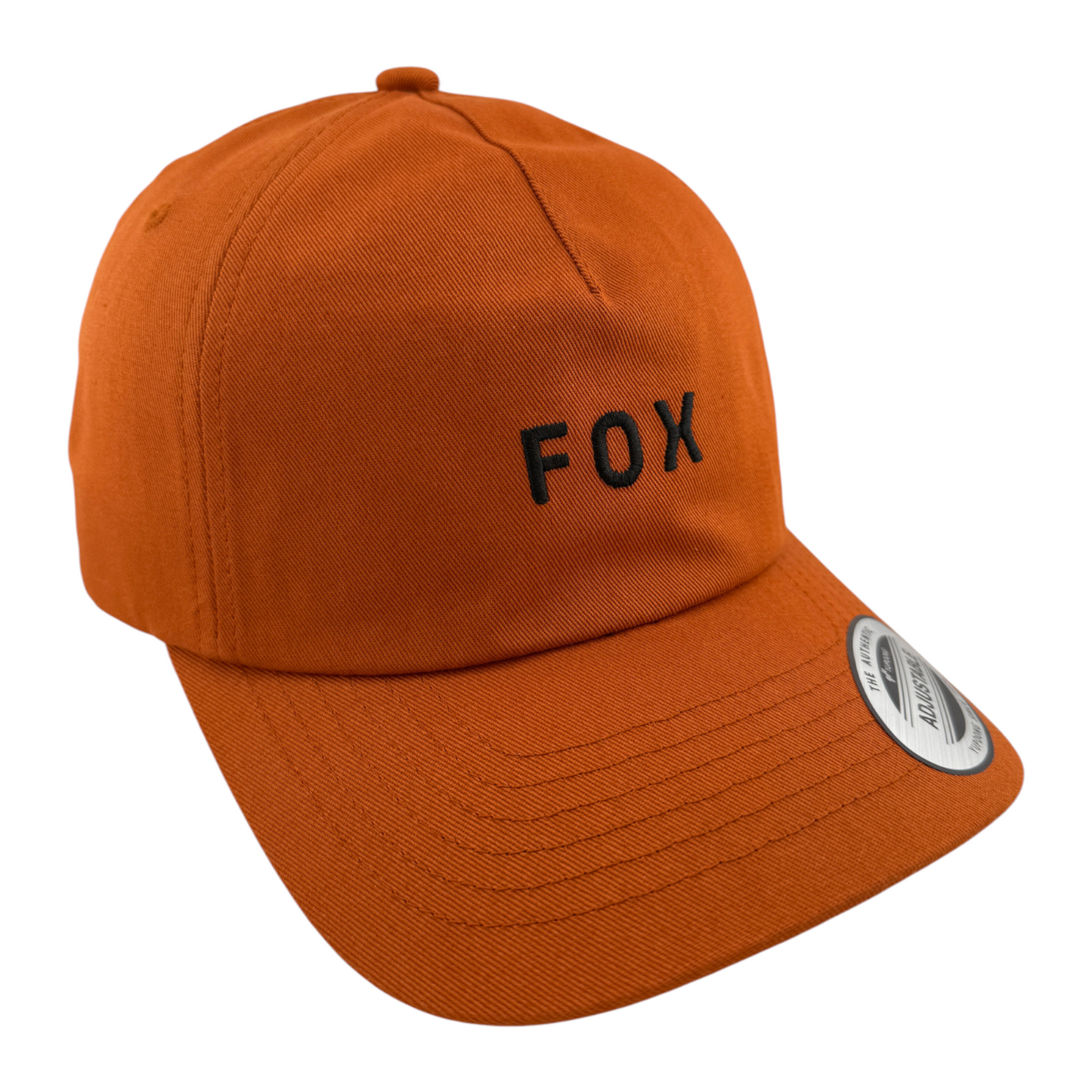 Fox Racing Wordmark Burnt Orange Logo A-Frame Adjustable Strapback Dad Hat Cap