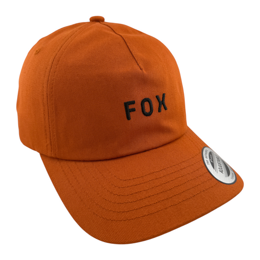 Fox Racing Wordmark Burnt Orange Logo A-Frame Adjustable Strapback Dad Hat Cap