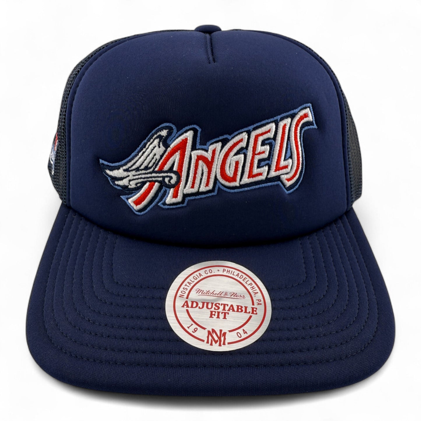 Mitchell & Ness Los Angeles Angels A-Frame Foam Trucker Adjustable Snapback Hat