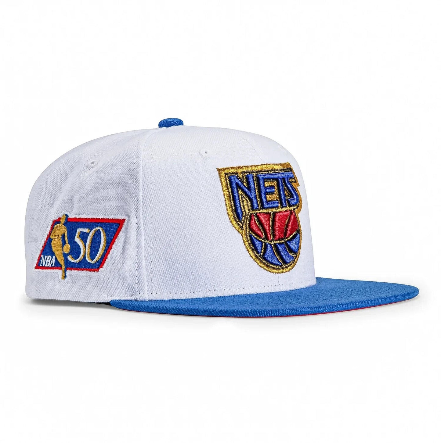 Mitchell & Ness New Jersey Nets NBA 50th Anniversary Patch White Snapback Hat