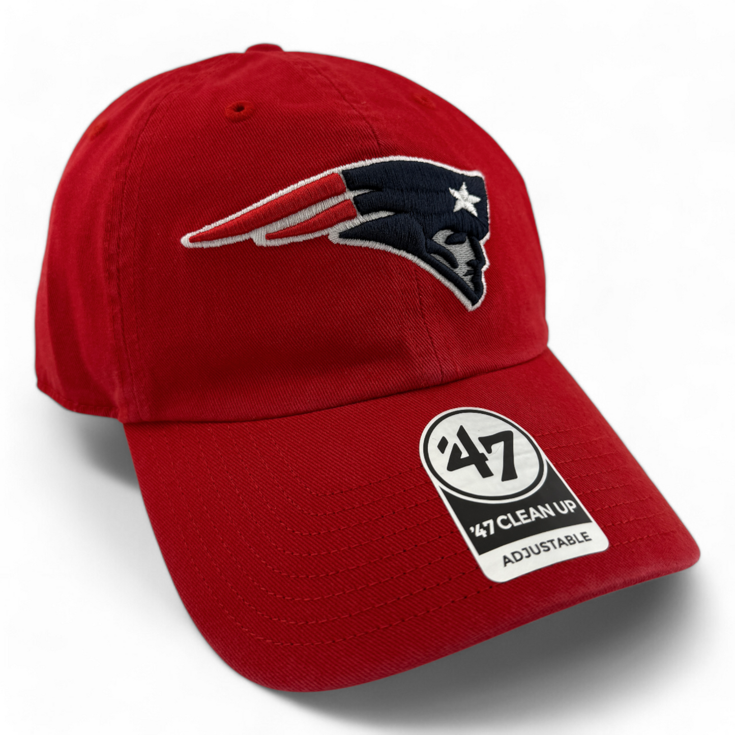 '47 Brand New England Patriots NFL Red Logo Clean Up Adjustable Dad Hat Cap