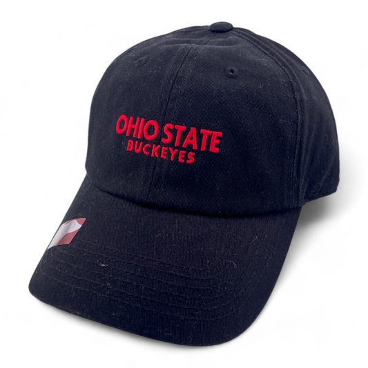 Ohio State University Buckeyes NCAA Text Script Black Adjustable Dad Hat Cap