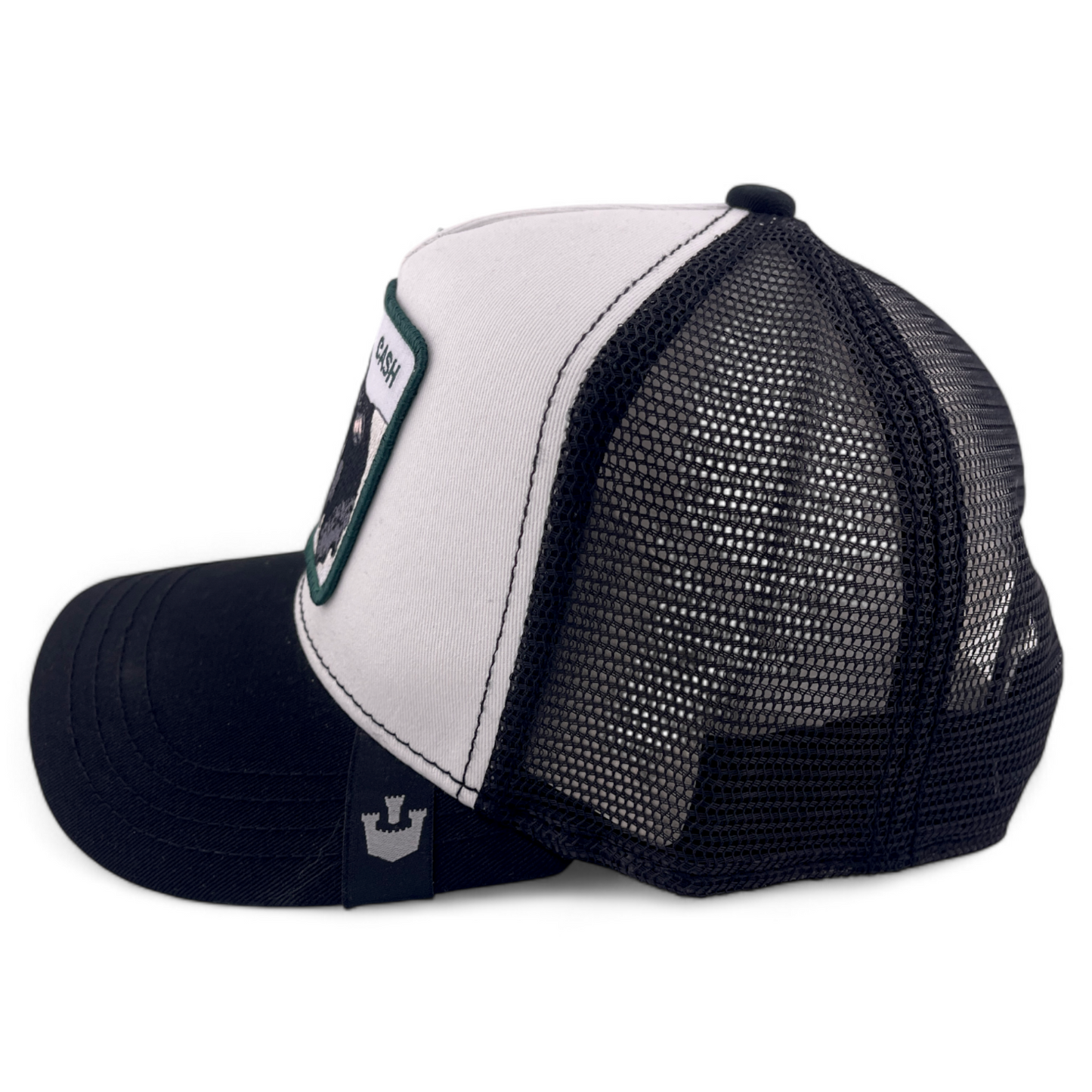 Goorin Bros Cash Cow The Farm White/Black Mesh Back Trucker Snapback Hat Cap