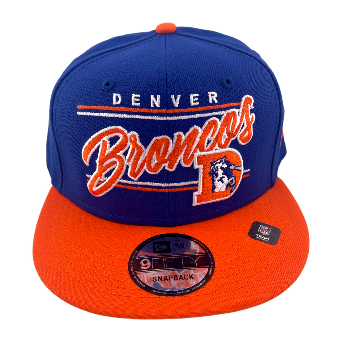 New Era Denver Broncos Team Script NFL Blue/Orange Grey UV 9FIFTY Snapback Hat Cap