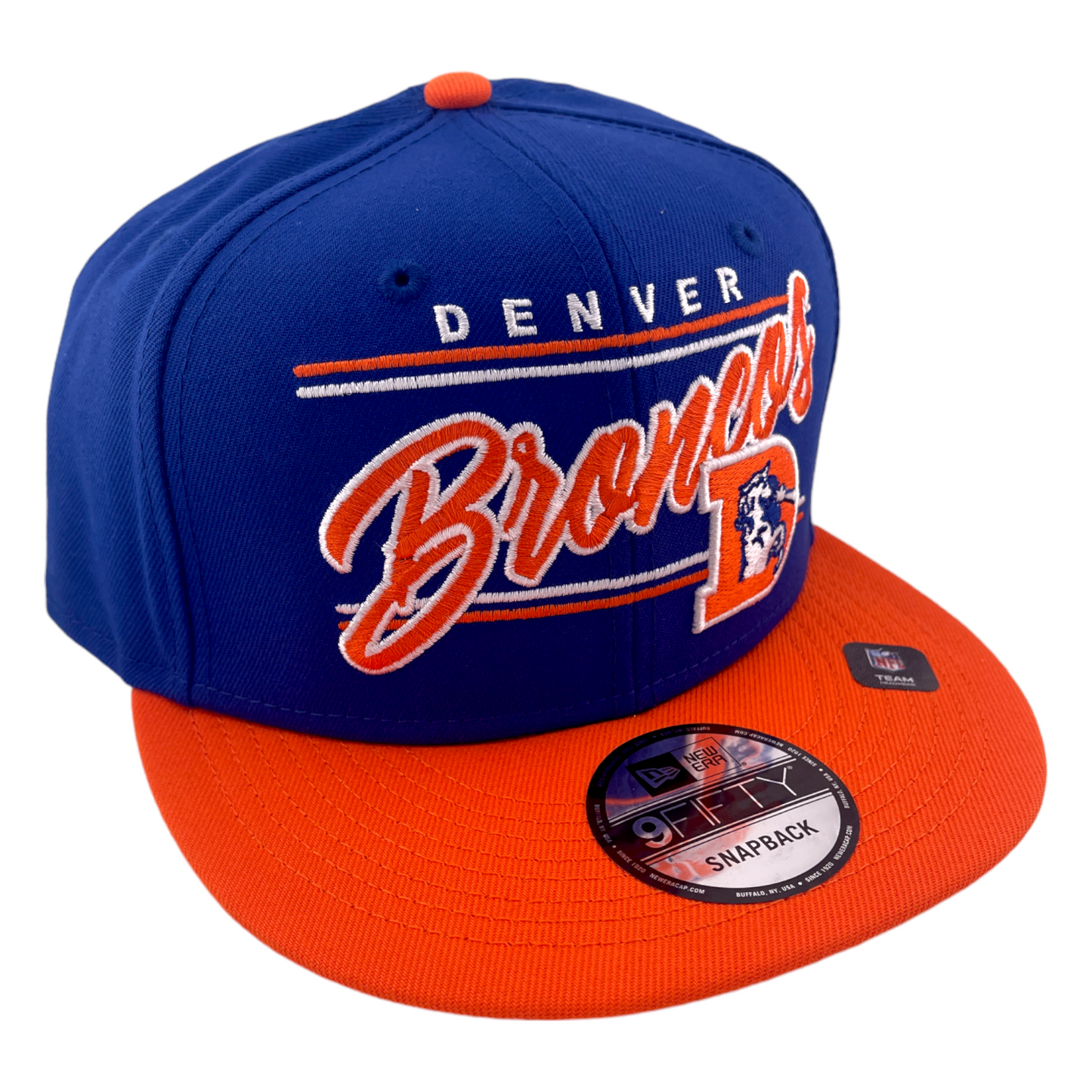 New Era Denver Broncos Team Script NFL Blue/Orange Grey UV 9FIFTY Snapback Hat Cap