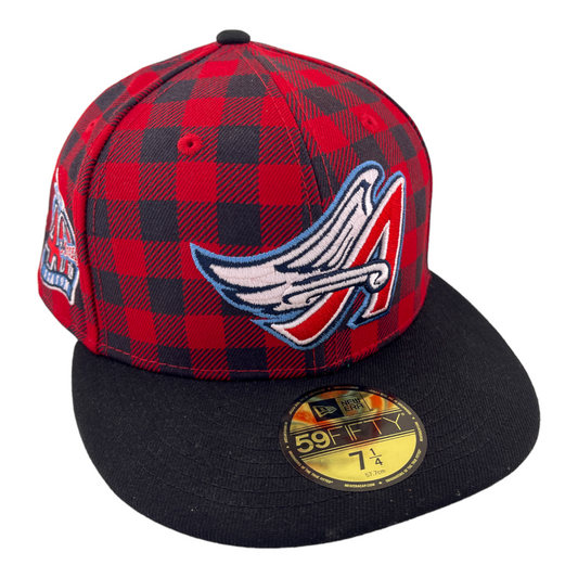 New Era Los Angeles Angels 40th Season Plaid Checkered Red/Black 59FIFTY Hat Cap