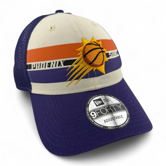 New Era Phoenix Suns NBA Team Stripes 9Forty Trucker Snapback Adjustable Hat Cap