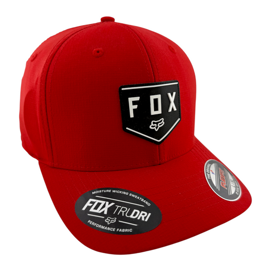 Fox Racing Shield Tech Patch Logo Red A-Frame Stretch Flex Fit Adult Hat Cap