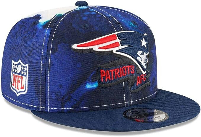 New Era New England Patriots 2022 Sideline NFL Ink Dye Blue 9FIFTY Snapback Hat Cap