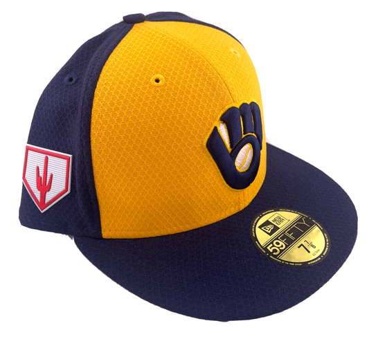 New Era Milwaukee Brewers Cactus Patch Yellow/Blue Logo 59FIFTY Fitted Hat Cap