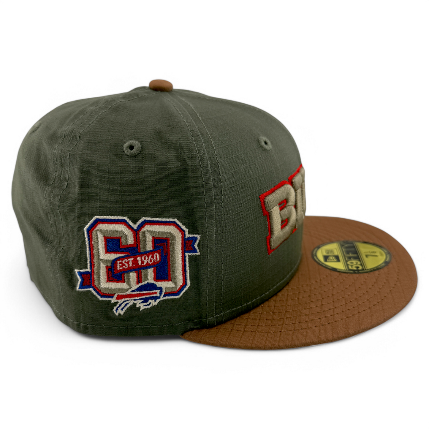 New Era Buffalo Bills NFL Ripstop Olive 60th Anniversary 59Fifty Fitted Hat Cap