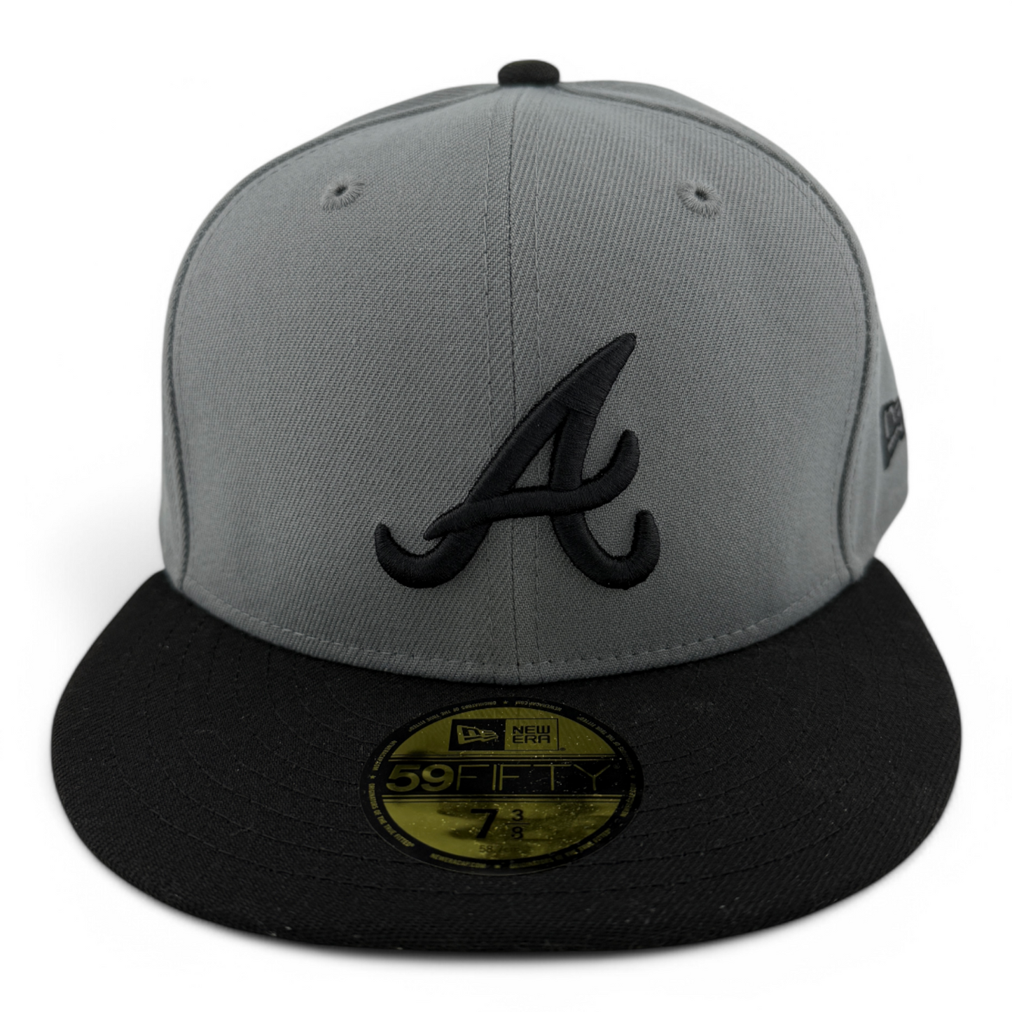 New Era Atlanta Braves MLB Basic Grey/Black Logo 59Fifty Fitted Hat Cap