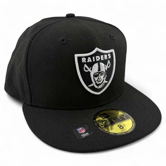 New Era Las Vegas Raiders NFL Team Basic Black 100% Wool 59Fifty Fitted Hat Cap
