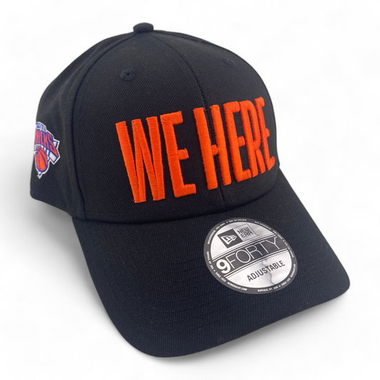 New Era New York Knicks “We Here” Black Orange Patch 9Forty Adjustable Hat Cap