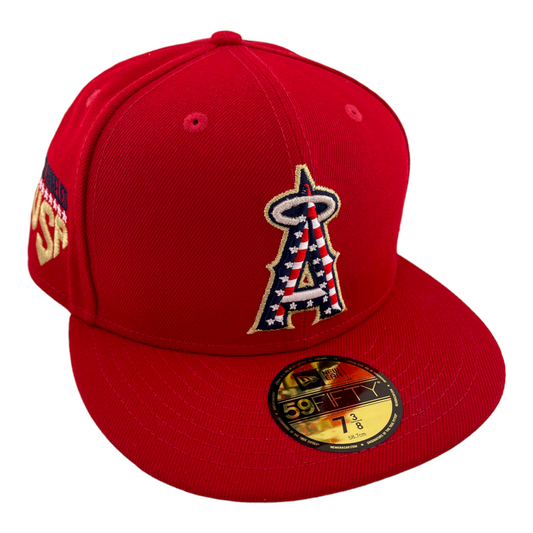 New Era Los Angeles Angels 4th of July Flag Logo USA Side Patch UV 59FIFTY Hat Cap