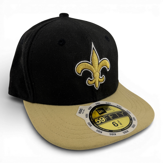 New Era New Orleans Saints 59Fifty Fitted Hat Cap Youth Child Kids Size 6 3/8
