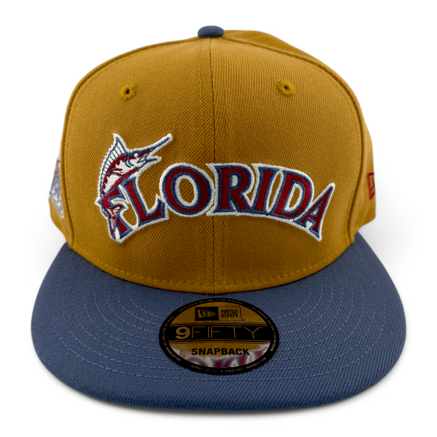 New Era Florida Miami Marlins MLB Panama Tan 9FIFTY Snapback Adjustable Hat Cap