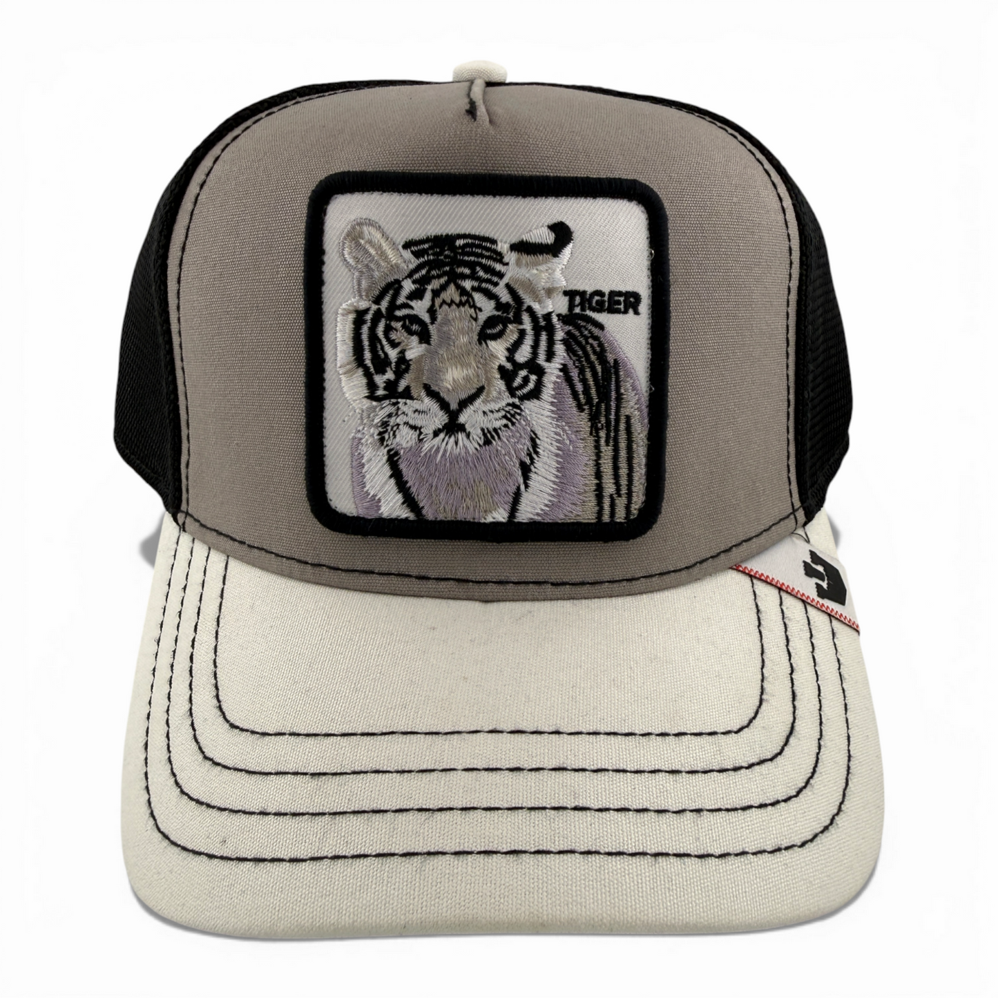 Goorin Bros The White Tiger Grey Farm Mesh Trucker Snapback Adjustable Hat Cap