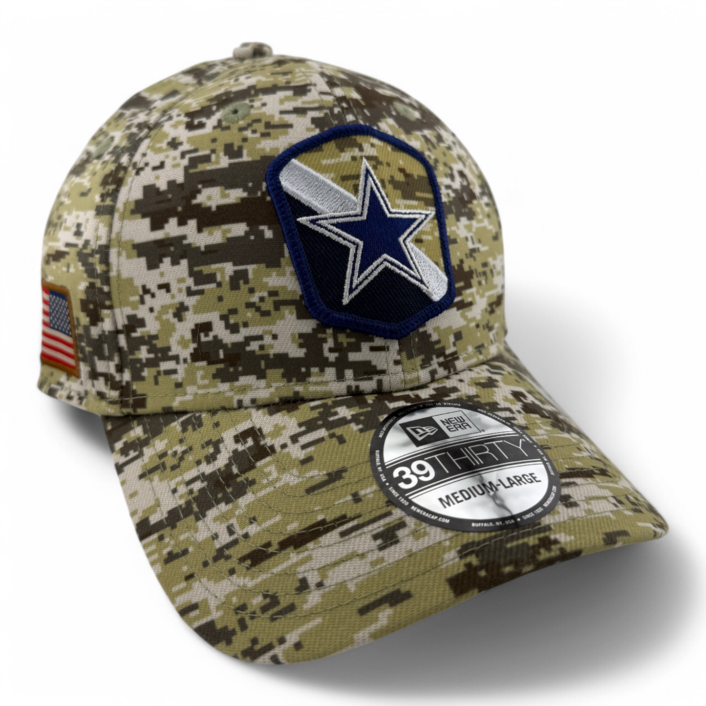 New Era Dallas Cowboys 2023 Salute to Service Camo NFL 39Thirty Flex Fit Hat Cap